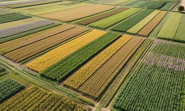 Akker met verschillende gewassen voor een vruchtwisselingsplan van 50 hectare