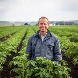 Akkerbouwadviseur Orissa Roar tussen jonge aardappelplanten op een perceel bij Lemmer